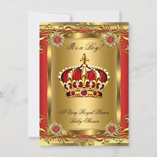 Boy or Girl Royal Baby Shower Regal Red Gold Invitation