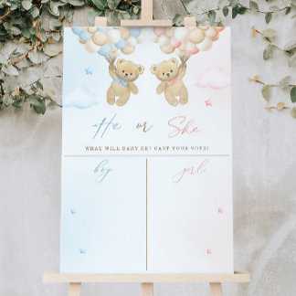 Boy or Girl Teddy Bear Gender Reveal Foam Board