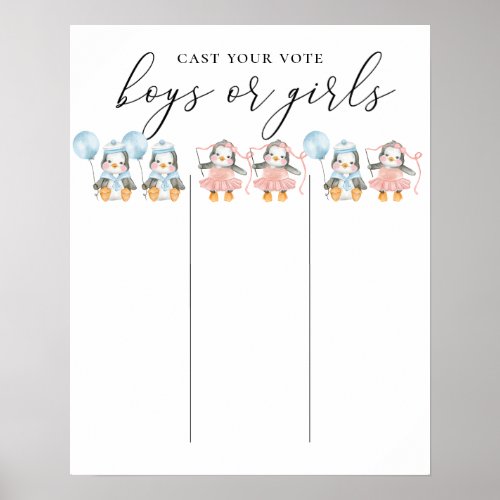 Boy or Girl Twin gender reveal Team voting board Poster