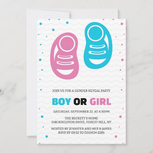 Boy or Girl Twins Gender Reveal Party Invitation