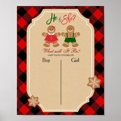 Boy or Girl Voting Board Cookie Gingerbread Poster