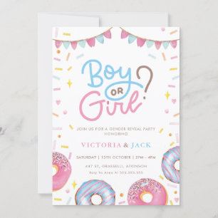 Boy or Girl Watercolor Donut gender reveal Invitation