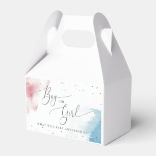 Boy or Girl Watercolor Gender Reveal Party Favor Boxes