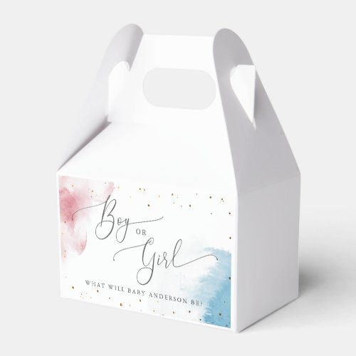 Boy or Girl Watercolor Gender Reveal Party  Favor Boxes