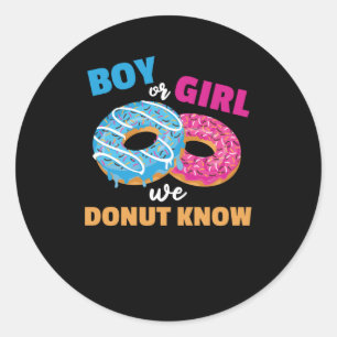 Boy Or Girl we Donut Know Cute Gender Reveal Classic Round Sticker