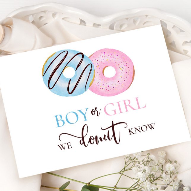 Boy or girl we donut know gender reveal card (Creator Uploaded)