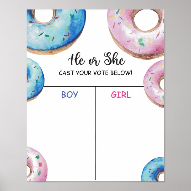 Boy or girl we donut know gender reveal chart (Front)