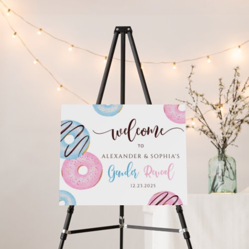 Boy or girl we donut know gender reveal welcome foam board