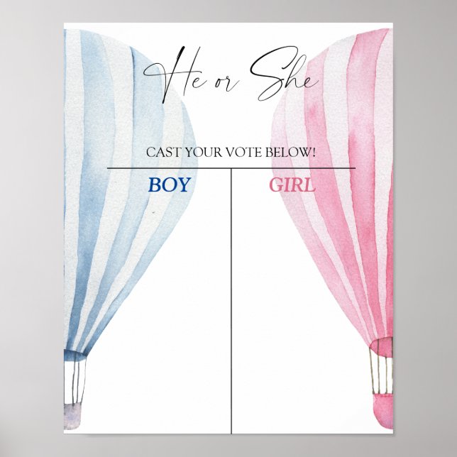 Boy or girl we know gender reveal chart (Front)