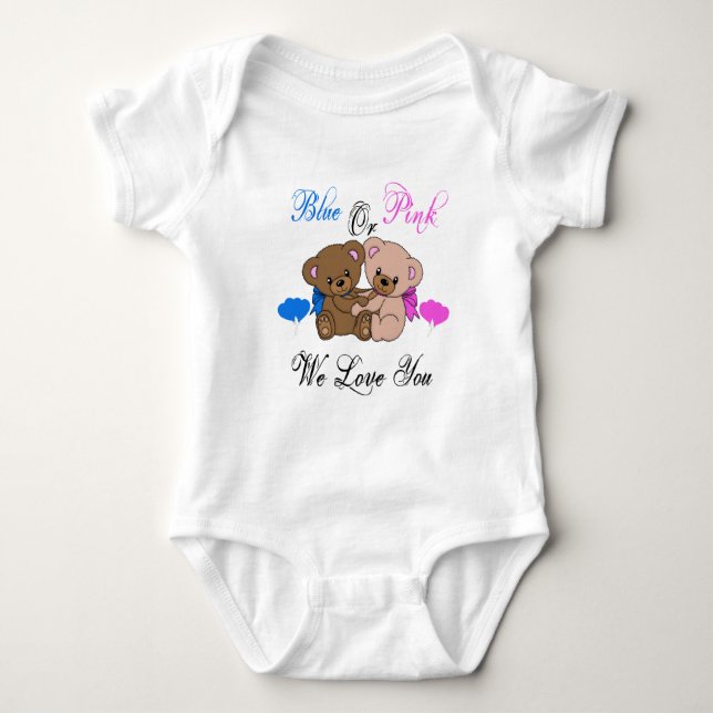 Boy or girl we love you gender reveal baby bodysuit (Front)
