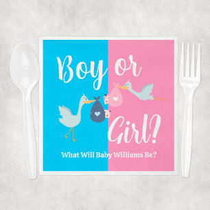 Boy or Girl What Will Baby Be Gender Reveal Party Napkins