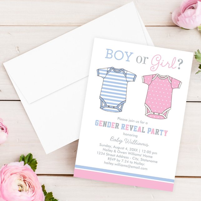 Boy or Girl White Baby Gender Reveal Party Invitation (Creator Uploaded)