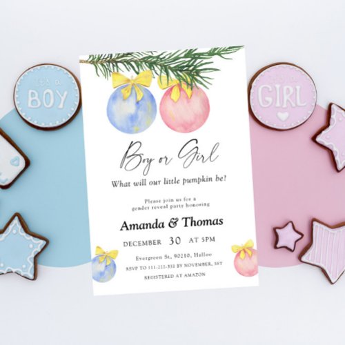 Boy or girl _ Winter party _ gender reveal Invitation