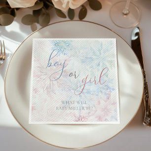 Boy or Girl Winter Pink Blue Snowflake Napkins