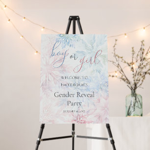 Boy or Girl Winter Pink Blue Snowflake Welcome Foam Board