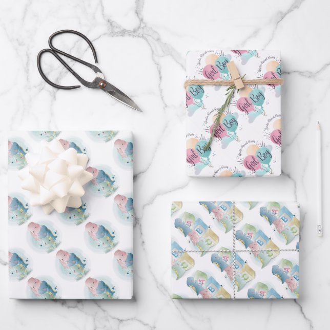 Boy or Girl with Baby Dinosaurs  Wrapping Paper Sheets (Front)