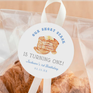 Boy Our Short Stack Is Turning One Birthday Classic Round Sticker