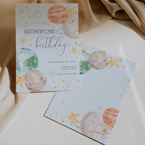 Boy Outer Space Birthday Party Invitation