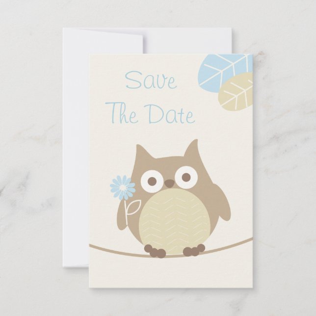 Boy Owl Baby Shower Save The Date (Front)