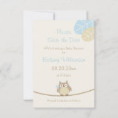 Boy Owl Baby Shower Save The Date (Back)