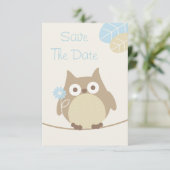 Boy Owl Baby Shower Save The Date (Standing Front)