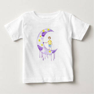 Boy Painting Crescent Moon  Baby T-Shirt