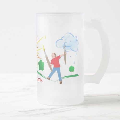Boy Painting Skies Frosted Glass Beer Mug