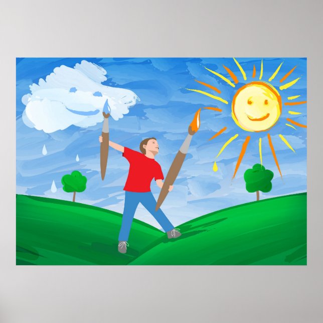 Boy Painting Skies Poster (Front)
