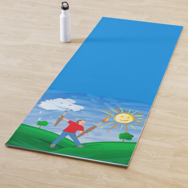 Boy Painting Skies Yoga Mat (In Situ)