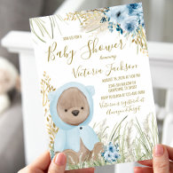 Boy Pampas Grass Baby Shower Invitation