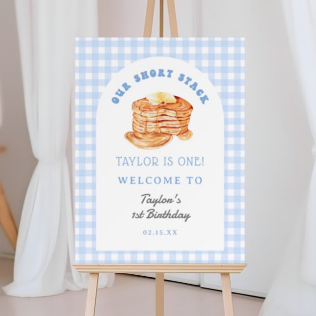 Boy Pancake Breakfast 1st Birthday Party Welcome Foam Board (Creator Uploaded)