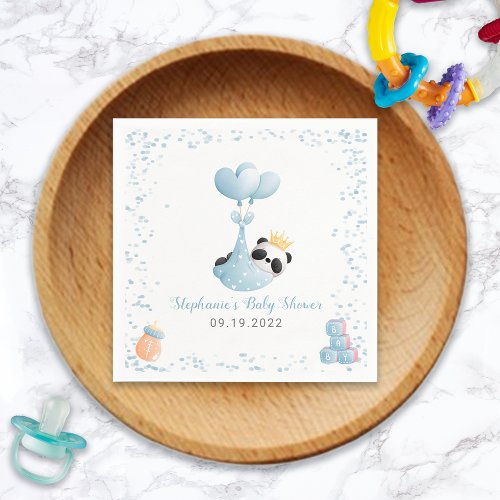 Boy Panda Bear Blue Baby Shower Napkins 