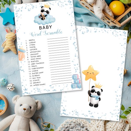 Boy Panda Bear Blue Baby Word Scramble Shower Game