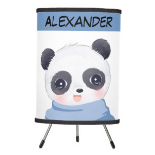 Boy Panda With Blue Dots Tripod Lamp