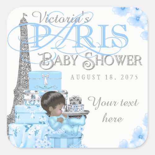 Boy Paris Baby Shower Stickers