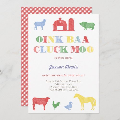 boy party invites petting zoo party farm invites