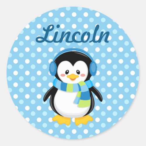 Boy Penguin Personalized Sticker