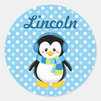 Boy Penguin Personalized Sticker