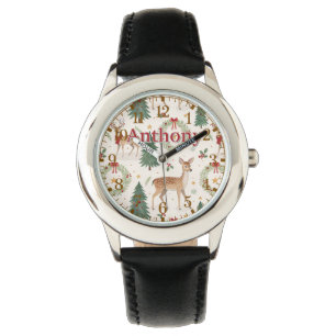 Boy Personalized Holyday Christmas Gift Watch Deer