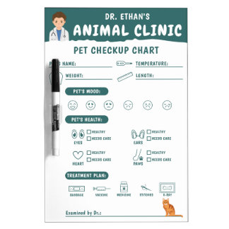 Boy Pet Checkup Chart Pretend Play Kids' Activity Dry Erase Board