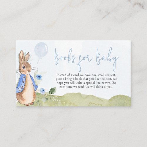 Boy Peter Rabbit Baby Shower Books for Baby Enclosure Card