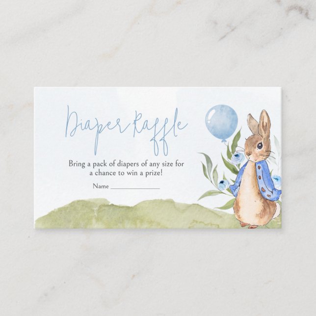 Boy Peter Rabbit Baby Shower Diaper Raffle Enclosure Card (Front)