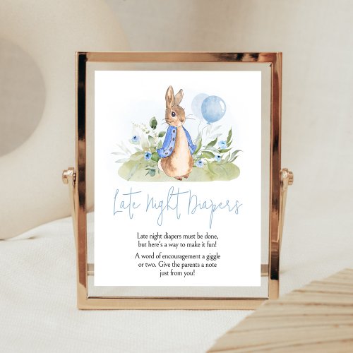 Boy Peter Rabbit Baby Shower Late Night Diapers Poster