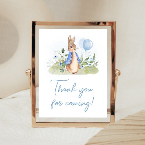 Boy Peter Rabbit Baby Shower Thank You for Coming Poster