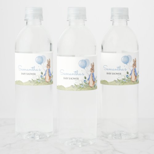 Boy Peter Rabbit Baby Shower Water Bottle Label