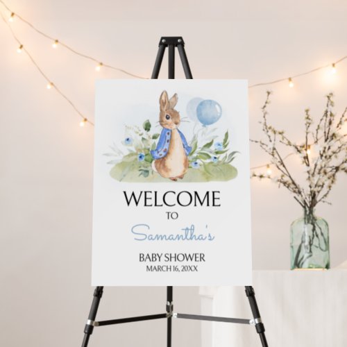 Boy Peter Rabbit Baby Shower Welcome Sign