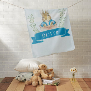 Boy Peter Rabbit Blue Custom Baby Blanket