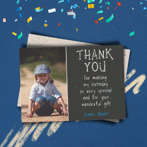 Boy Photo Modern Simple Kid's Birthday  Thank You Card