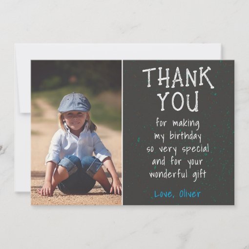 Boy Photo Modern Simple Kid's Birthday Thank You Card | Zazzle