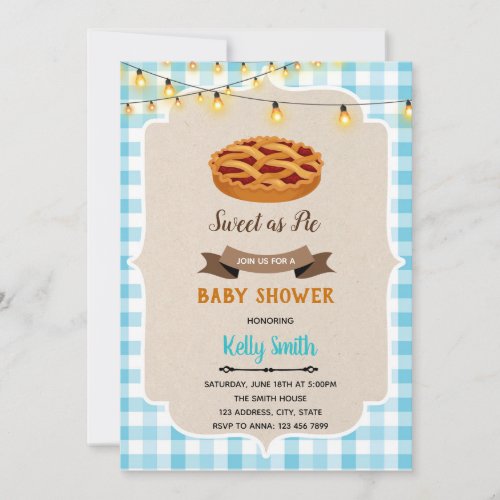 Boy pie birthday shower invitation